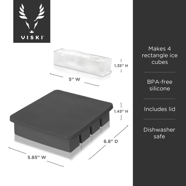Glacier Highball Ice Cube Tray with Lid in Grey