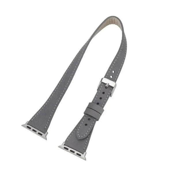 Luxury Double Wrap Grey Leather Apple Watch Band - San Diego