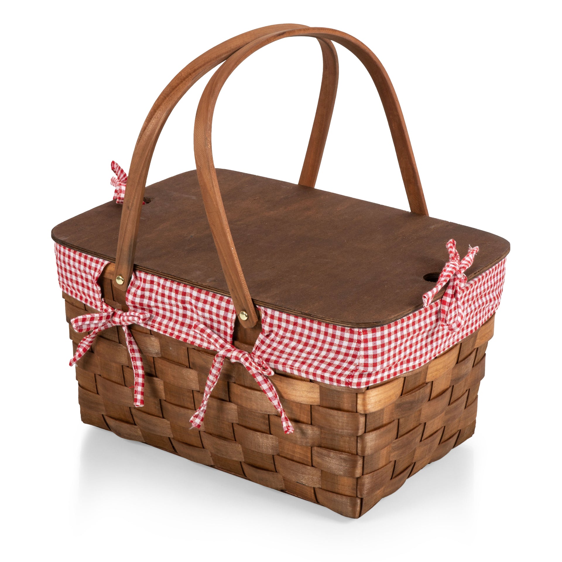 Kansas Handwoven Wood Picnic Basket