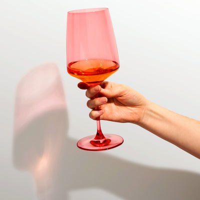 Reserve Nouveau Crystal Wine Glasses in Pomelo, Set of 2