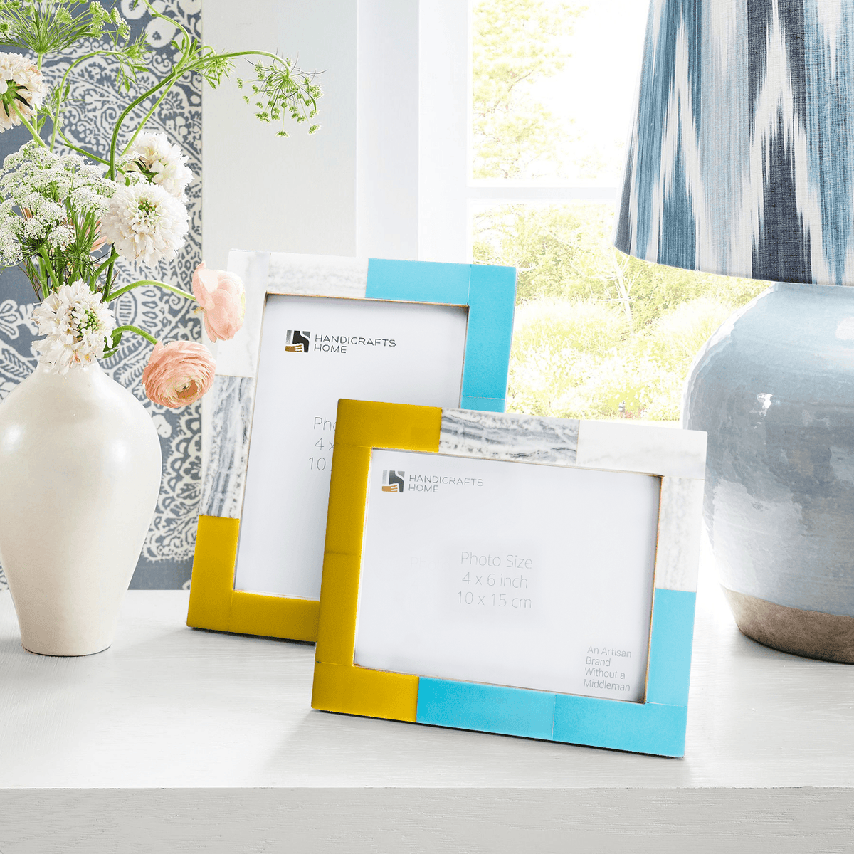 Picture Frame Mondrian Driftwood Collection Wood & Resin Inlay Multicolor– 3 Sizes (Pack of 2)