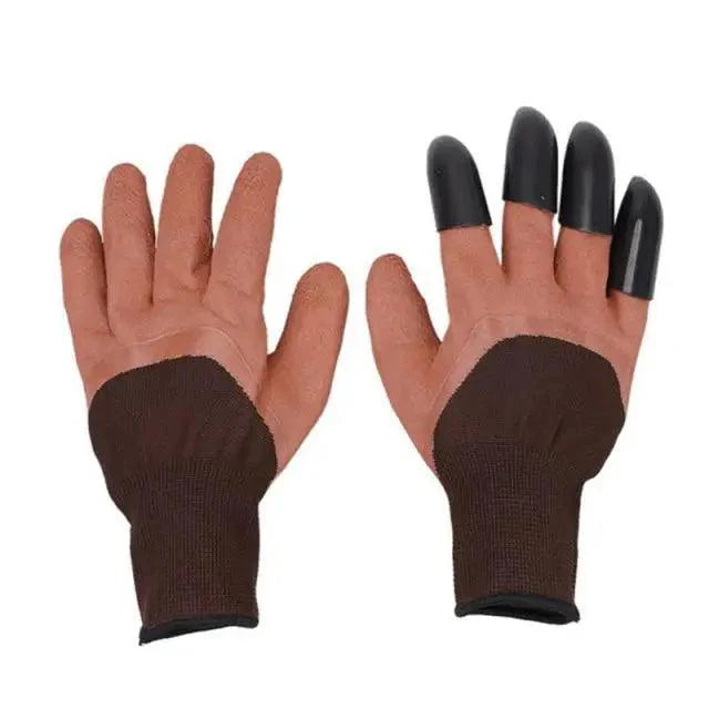 Garden Gloves With Fingertips Claws ABS Plastic Garden Rubber Gloves Gardening Digging Planting Durable Gloves With Claws Waterproof Outdoor Work Breathable Glove Best Gift For Gardener