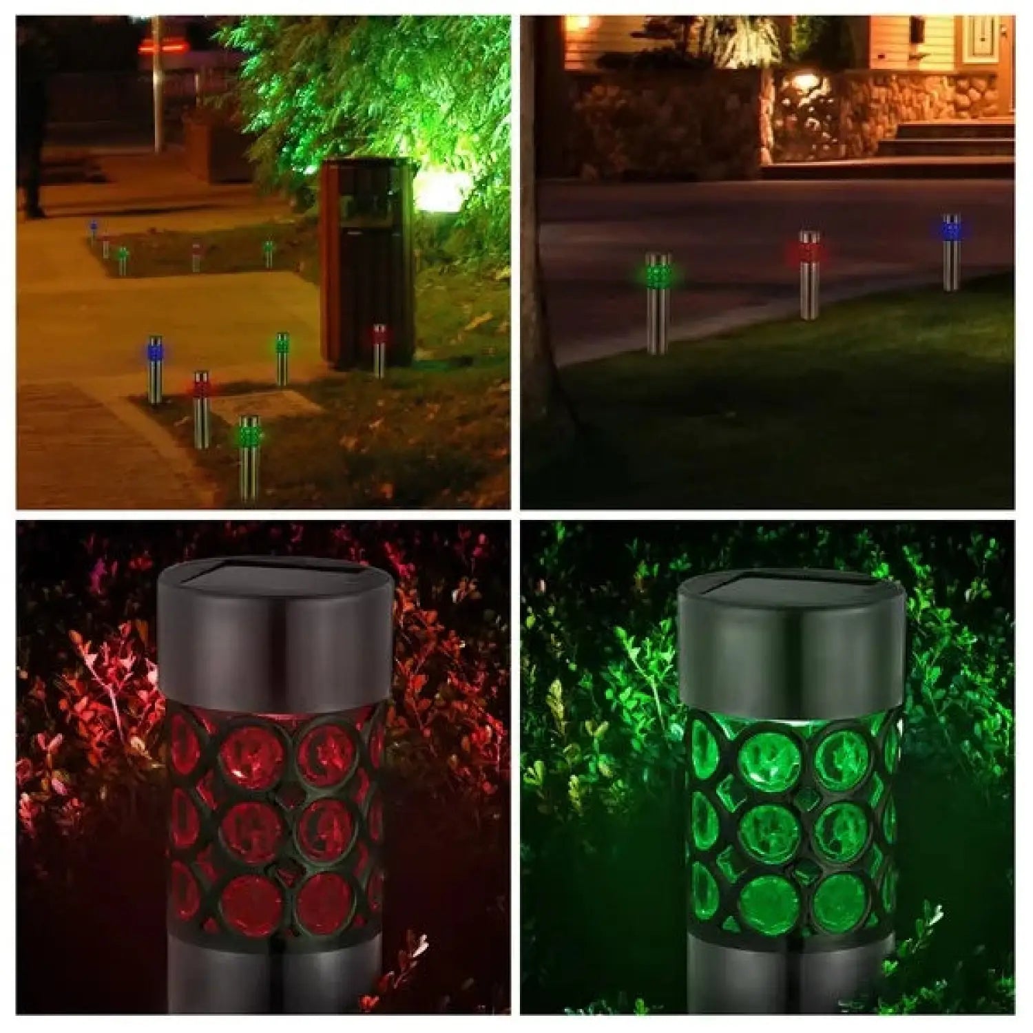 Garden Solar Lamps with RGB Lighting and Stainless Steel Build