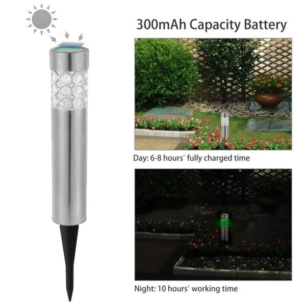 Garden Solar Lamps with RGB Lighting and Stainless Steel Build