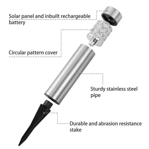 Garden Solar Lamps with RGB Lighting and Stainless Steel Build