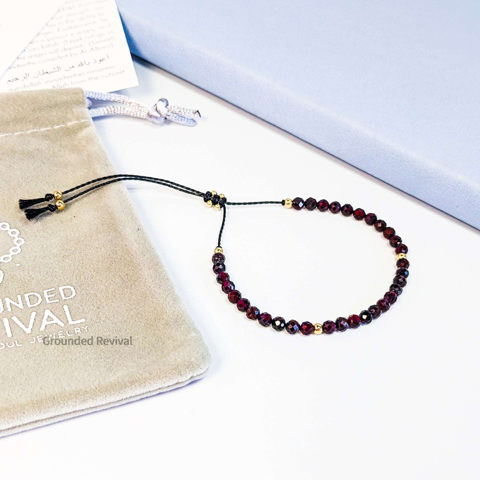 Garnet Tassel Tasbih Bracelet | Women's Misbaha - 33 Beads, 4mm