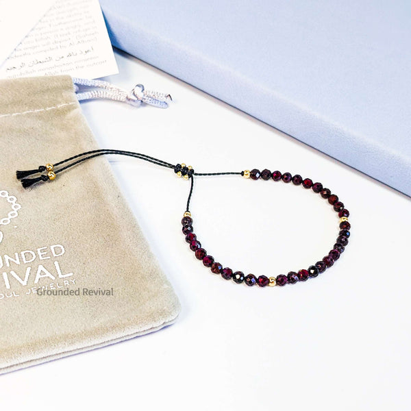 Garnet Tassel Tasbih Bracelet | Women's Misbaha - 33 Beads, 4mm