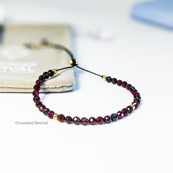 Garnet Tassel Tasbih Bracelet | Women's Misbaha - 33 Beads, 4mm