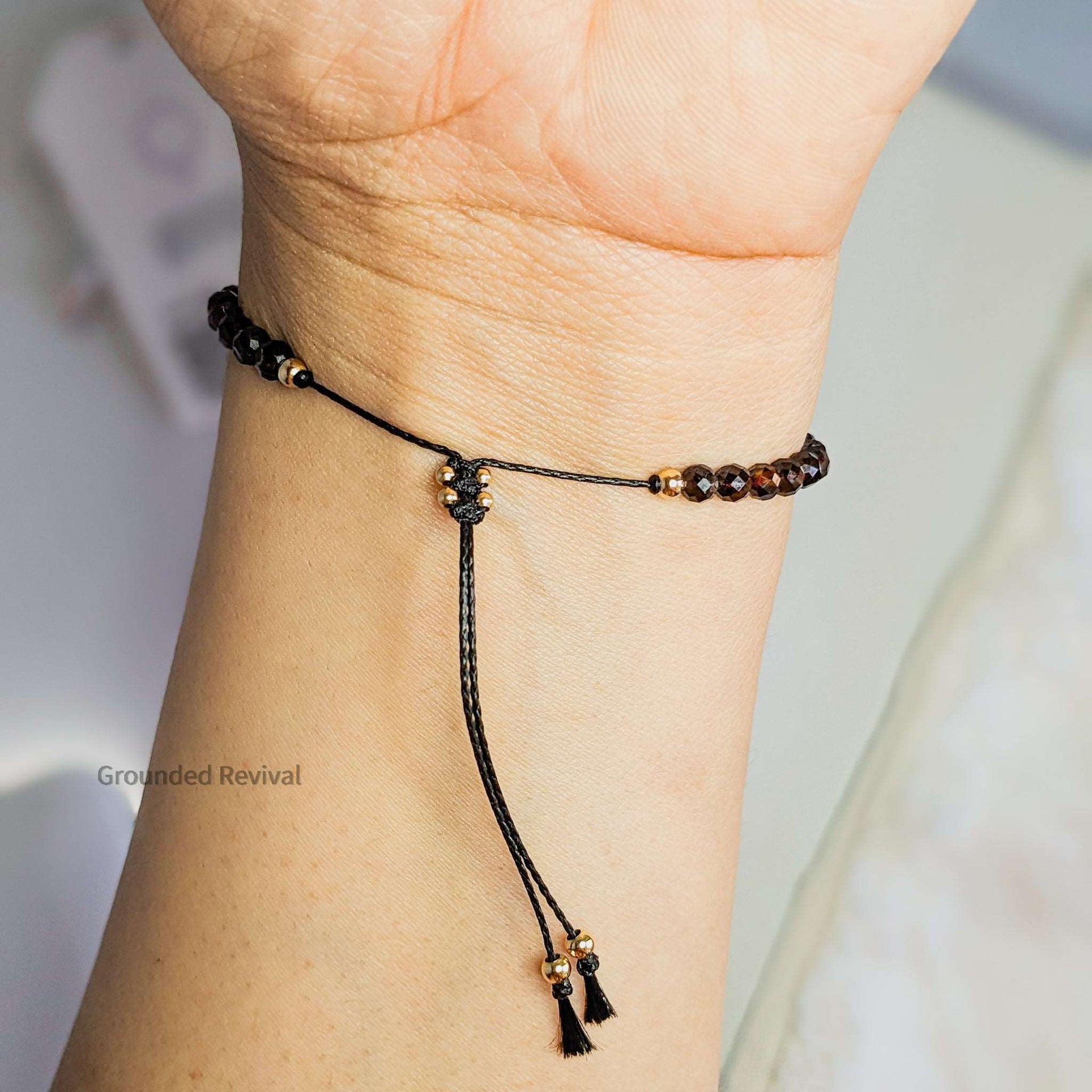 Garnet Tassel Tasbih Bracelet | Women's Misbaha - 33 Beads, 4mm