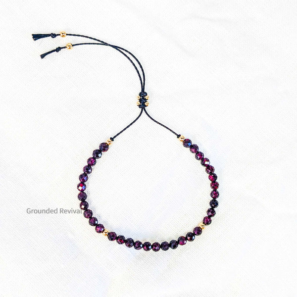 Garnet Tassel Tasbih Bracelet | Women's Misbaha - 33 Beads, 4mm