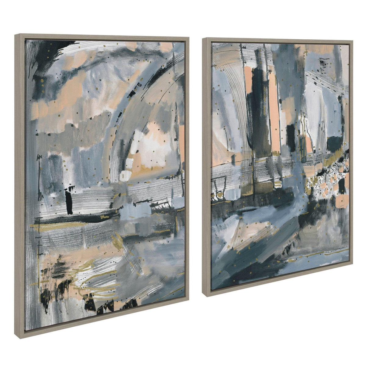Sylvie Harbor Nights Set No 1 and Harbor Nights Set No 2 Framed Canvas Set by Leah Nadeau
