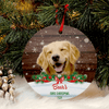 Dog Cat Christmas Wooden Background Photo Ceramic Ornament - Pack 1 / 2.9" / Ceramic