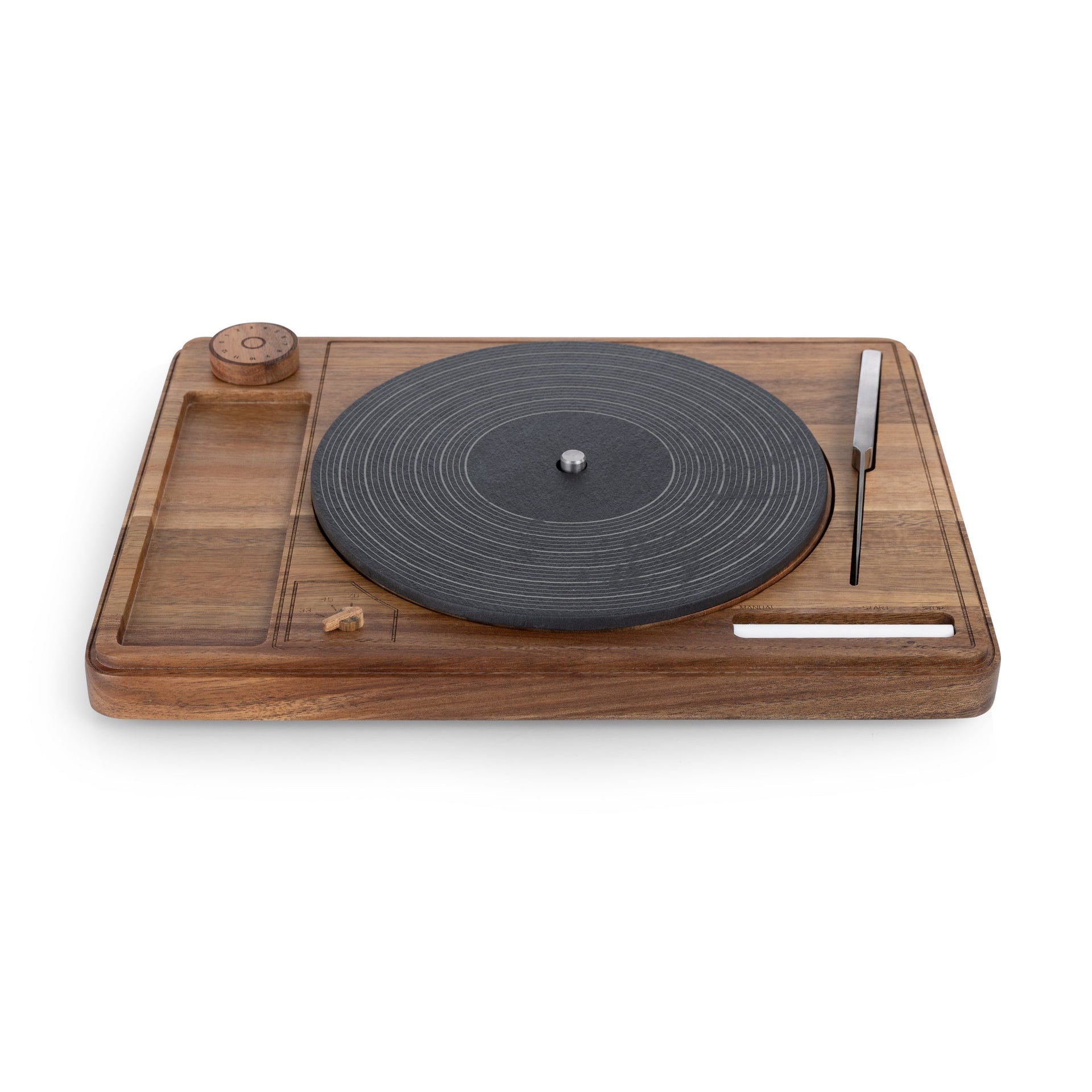 Turntable Acacia and Slate Cheese Board with Knife Picnic Time Family of Brands