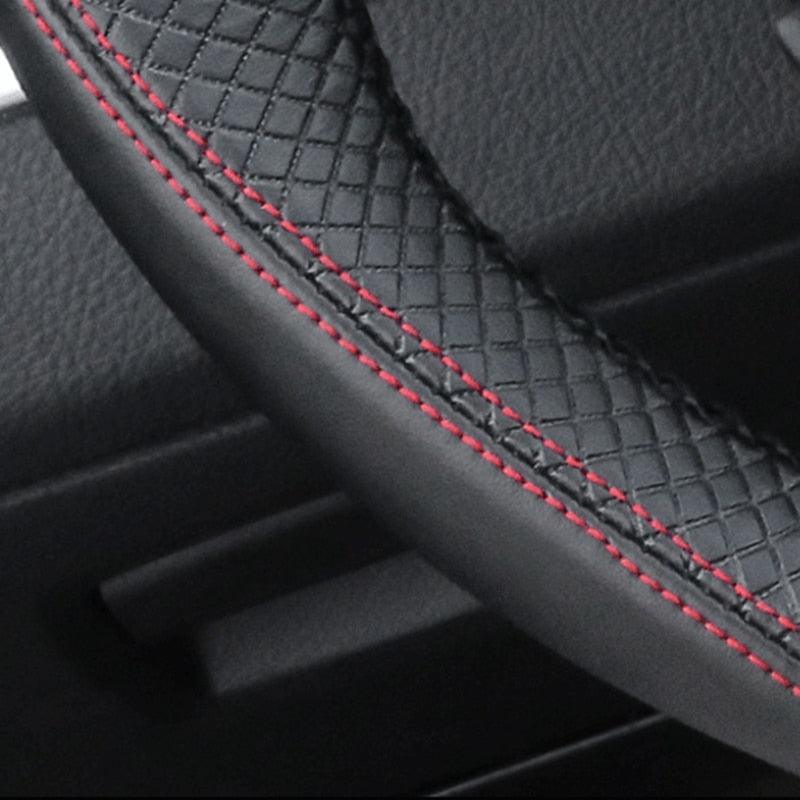 Genuine Leather Car Steering Wheel Cover Soft Anti slip Steering-Wheel Braid Cowhide Braid With Needles Thread Leather Steering Wheel Cover Heavy Duty Pure Cowhide Steering Wheel Cover, Genuine Leather Steering Wheel Cover