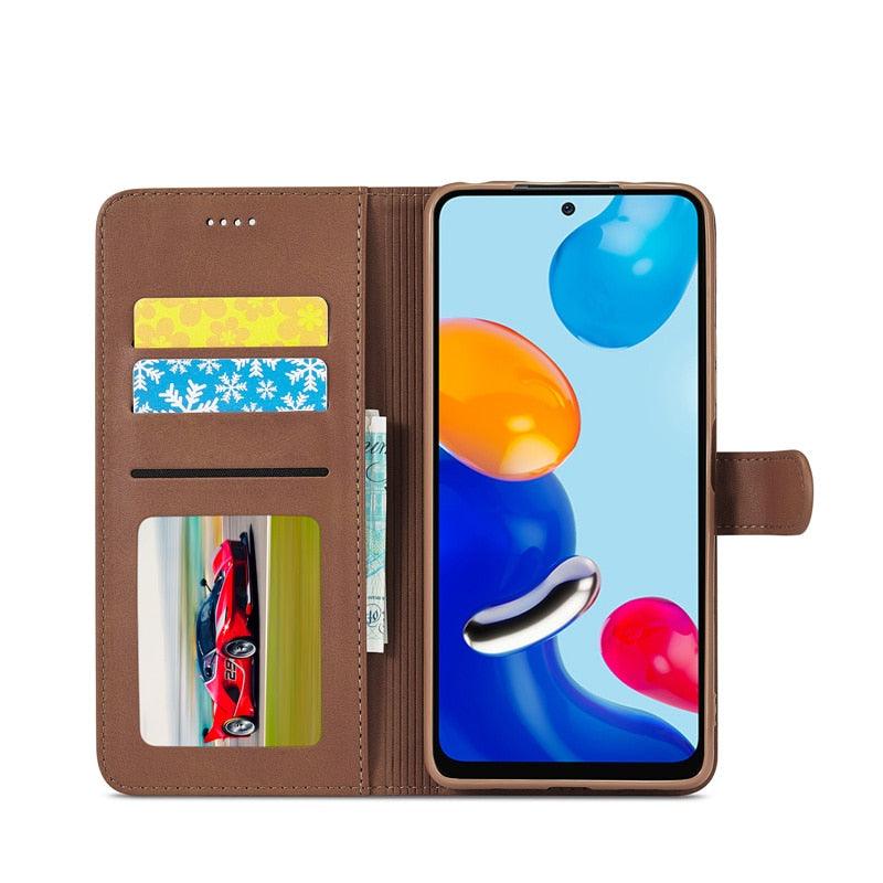 Genuine Premium Leather Detachable Magnetic Flip Cover with Card Holders Horizontal Case For Redmi Note 11 Pro 5G Case On Redmi Note 11 11S 10S 10 10C 9S 9 9T 8T 8 7 Case For Xiaomi Redmi Note11 Pro 5G Case