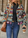 Geometric Dropped Shoulder Balloon Sleeve Outerwear - Multicolor / S