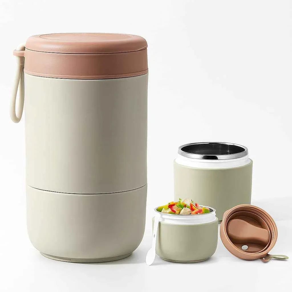 Stainless Steel Lunch Pot with Foldable Spoon