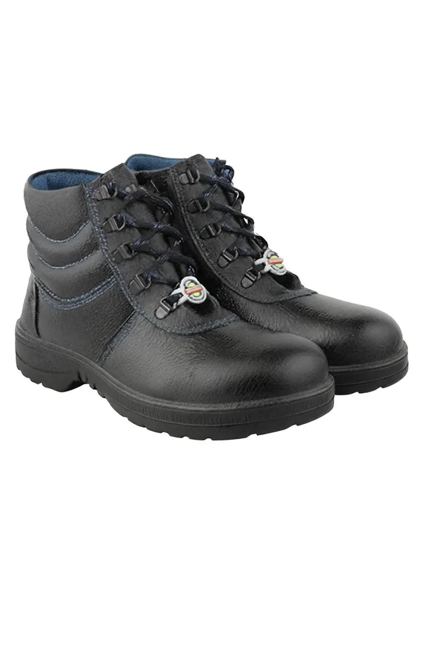 Black Rubber Safety Boots with Orange Soles