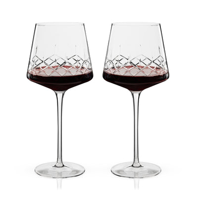Admiral Crystal Burgundy Wine Glasses, Set of 2