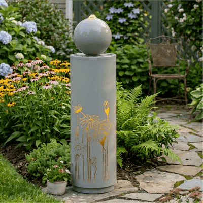 Metal Sphere Water Fountain Outdoor with LED