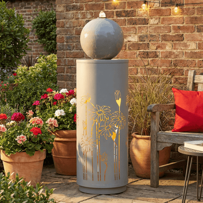 Metal Sphere Water Fountain Outdoor with LED
