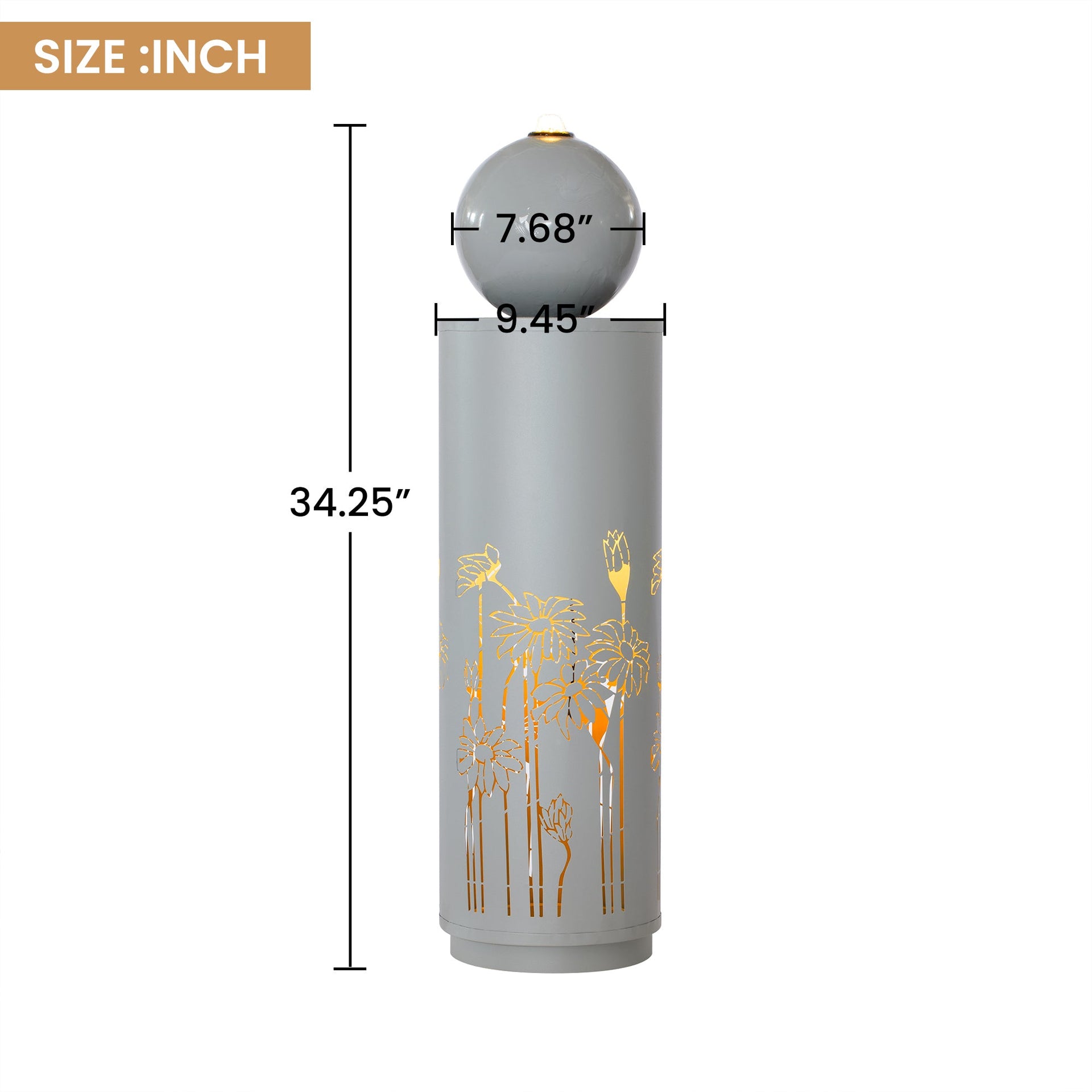 Metal Sphere Water Fountain Outdoor with LED