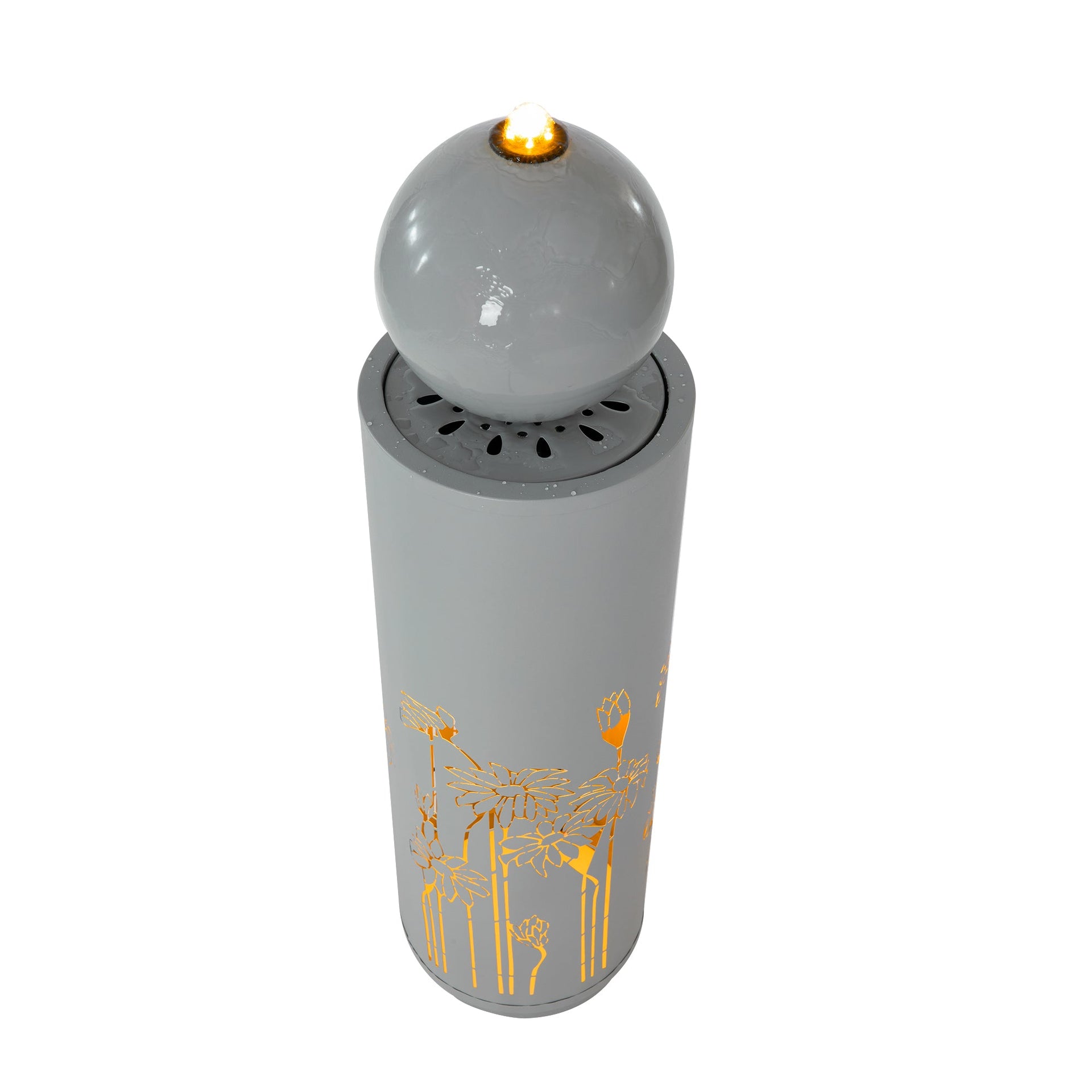Metal Sphere Water Fountain Outdoor with LED