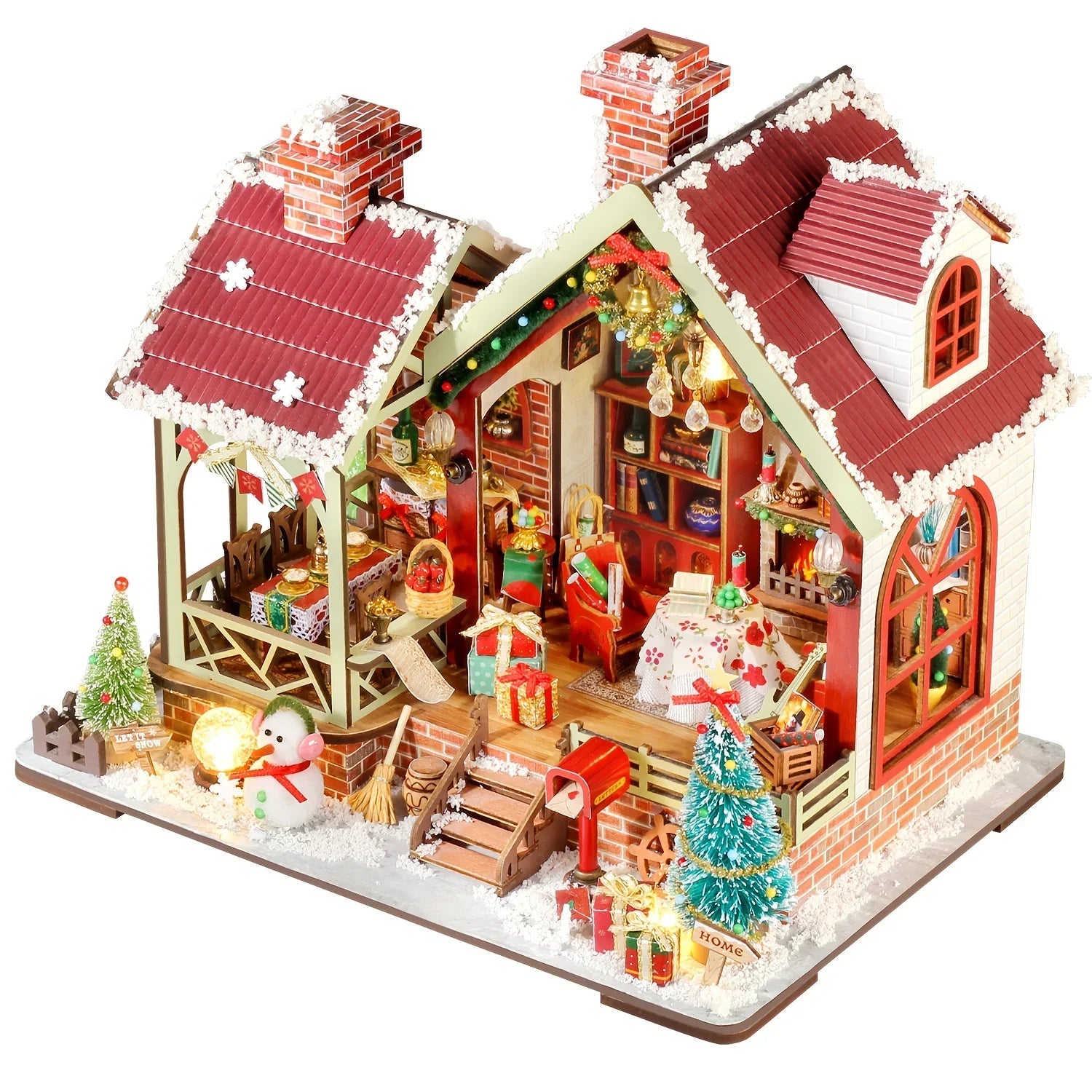 Gingerbread House Christmas Book Nook Kit with Wooden Details