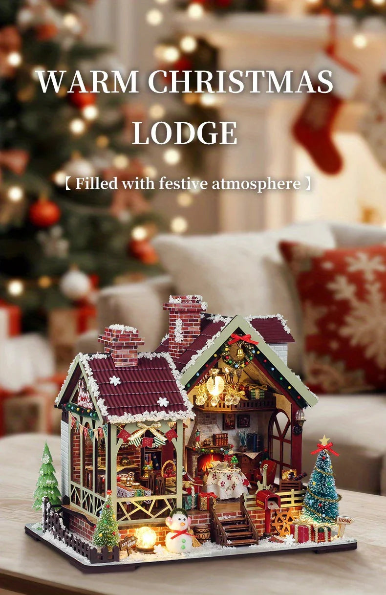 Gingerbread House Christmas Book Nook Kit with Wooden Details