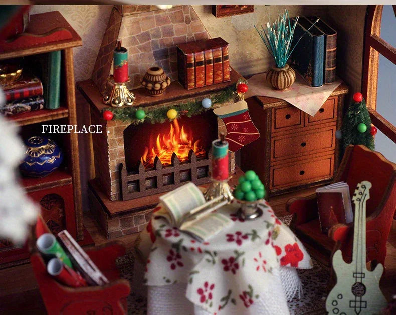 Gingerbread House Christmas Book Nook Kit with Wooden Details