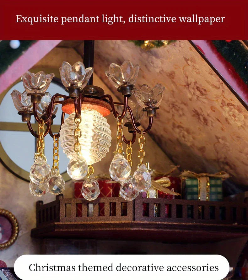 Gingerbread House Christmas Book Nook Kit with Wooden Details
