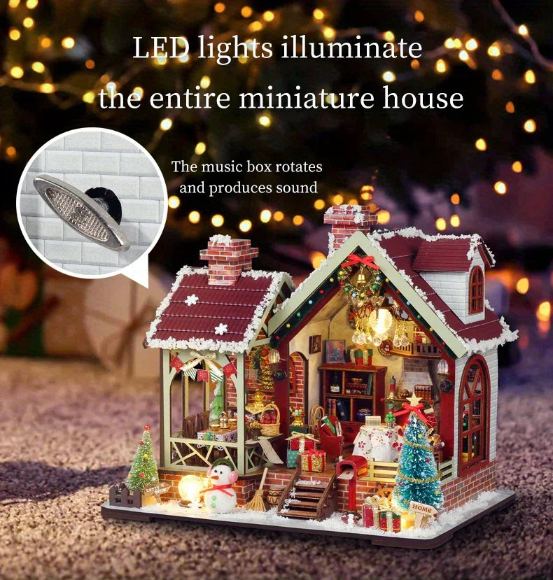 Gingerbread House Christmas Book Nook Kit with Wooden Details