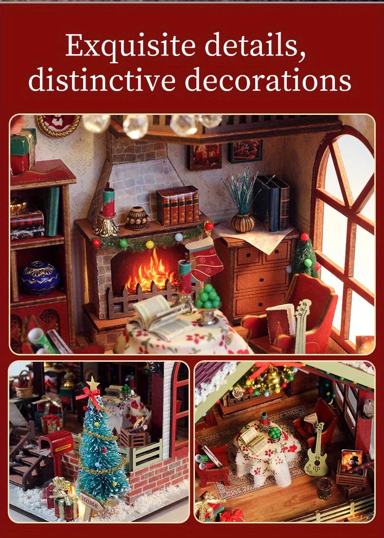 Gingerbread House Christmas Book Nook Kit with Wooden Details