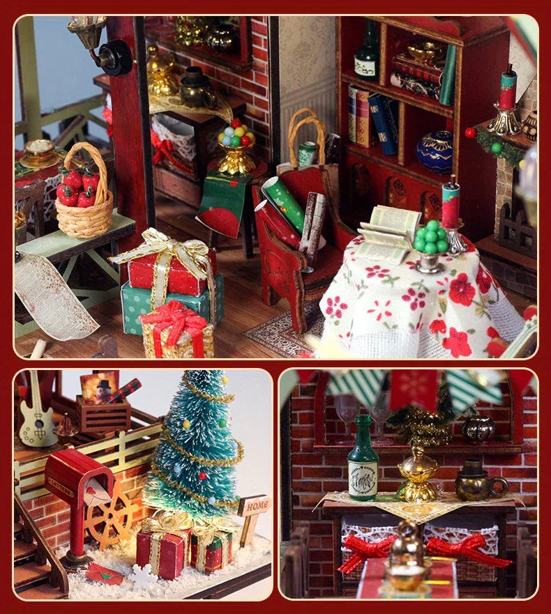 Gingerbread House Christmas Book Nook Kit with Wooden Details
