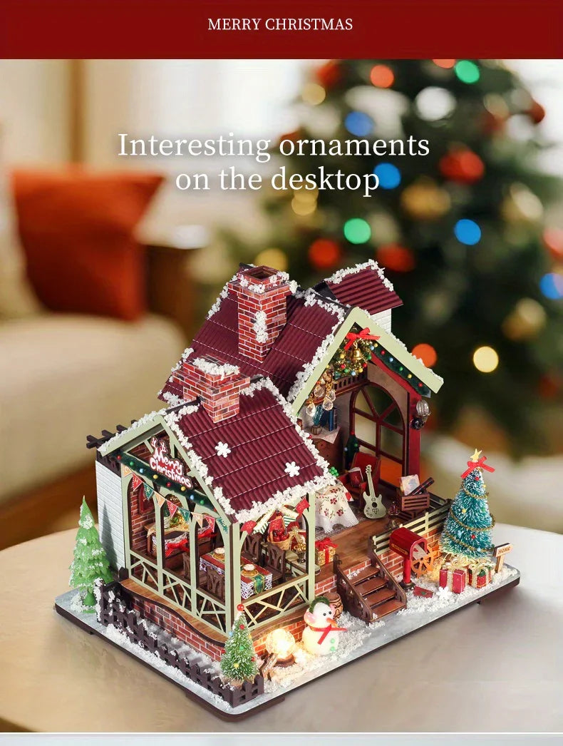 Gingerbread House Christmas Book Nook Kit with Wooden Details