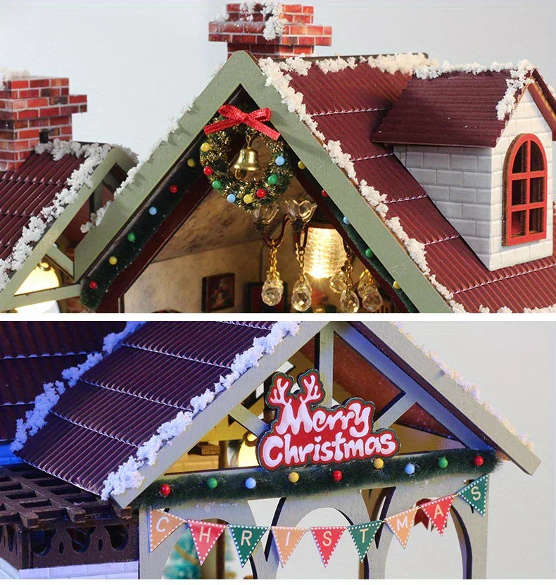 Gingerbread House Christmas Book Nook Kit with Wooden Details