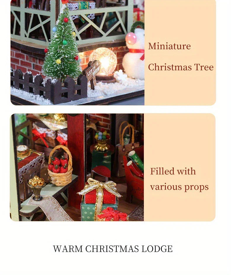 Gingerbread House Christmas Book Nook Kit with Wooden Details