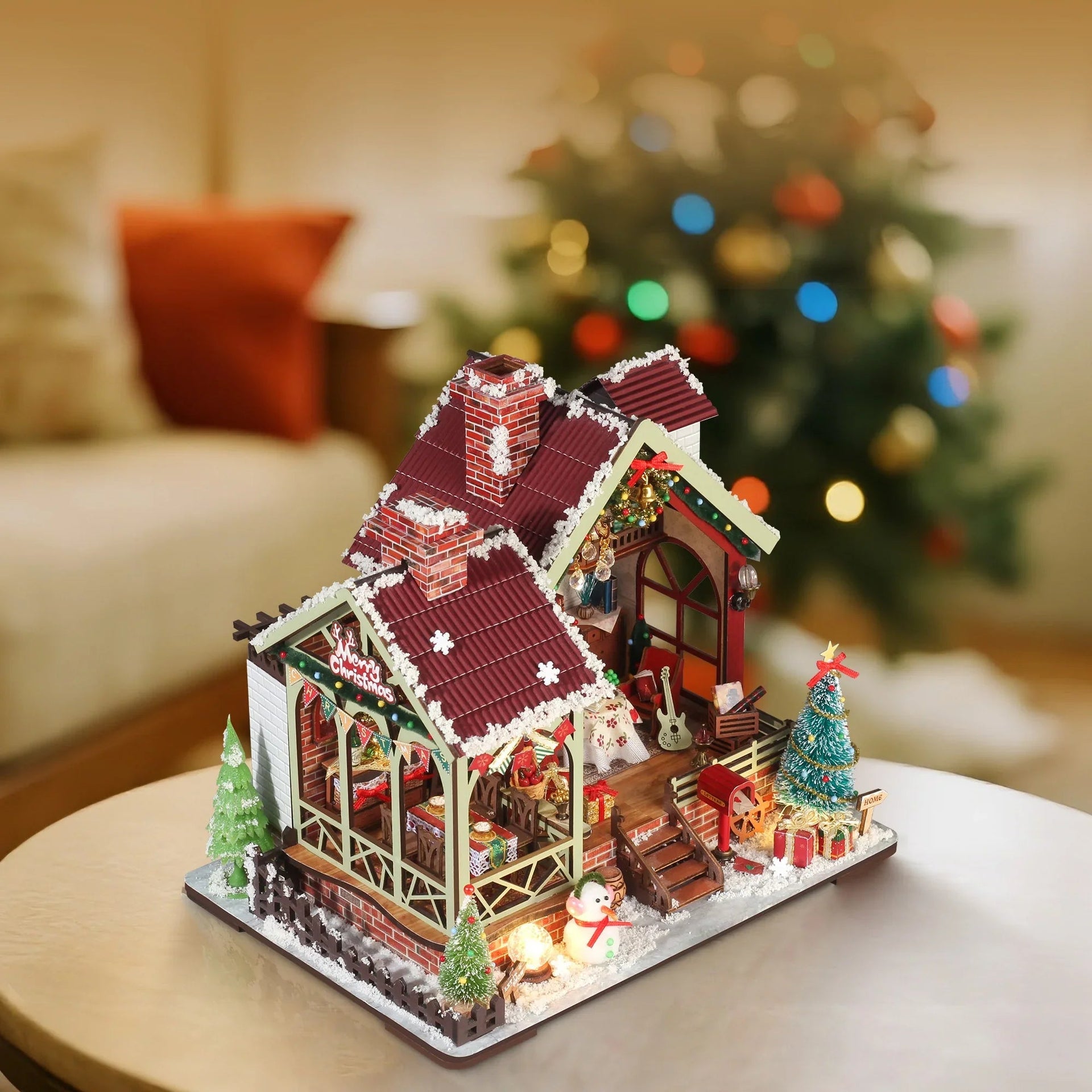 Gingerbread House Christmas Book Nook Kit with Wooden Details