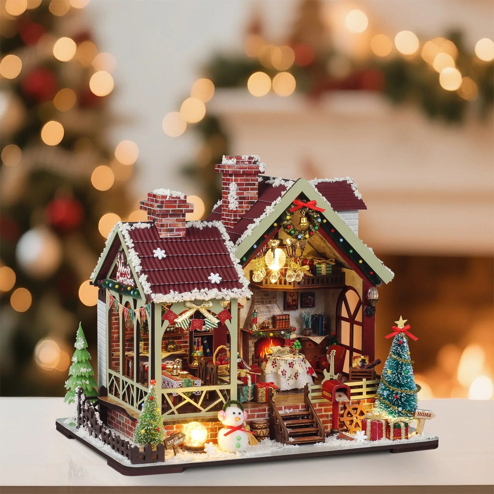 Gingerbread House Christmas Book Nook Kit with Wooden Details