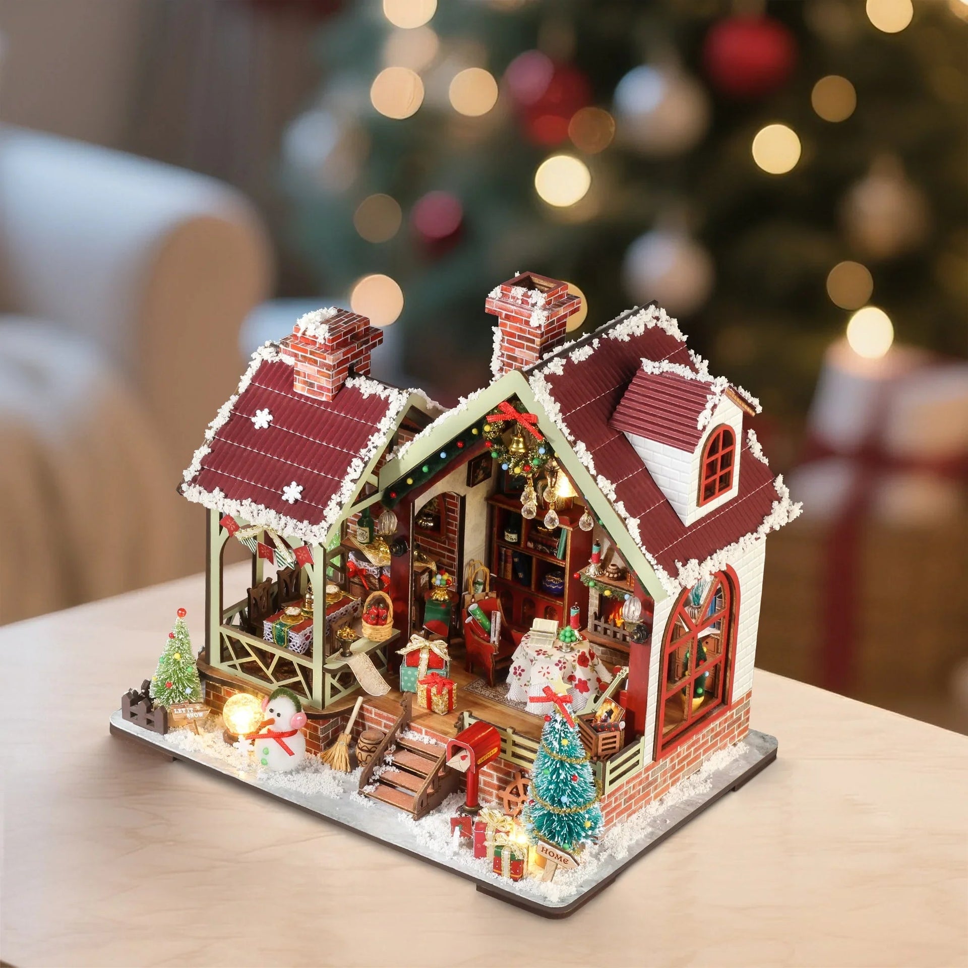 Gingerbread House Christmas Book Nook Kit with Wooden Details