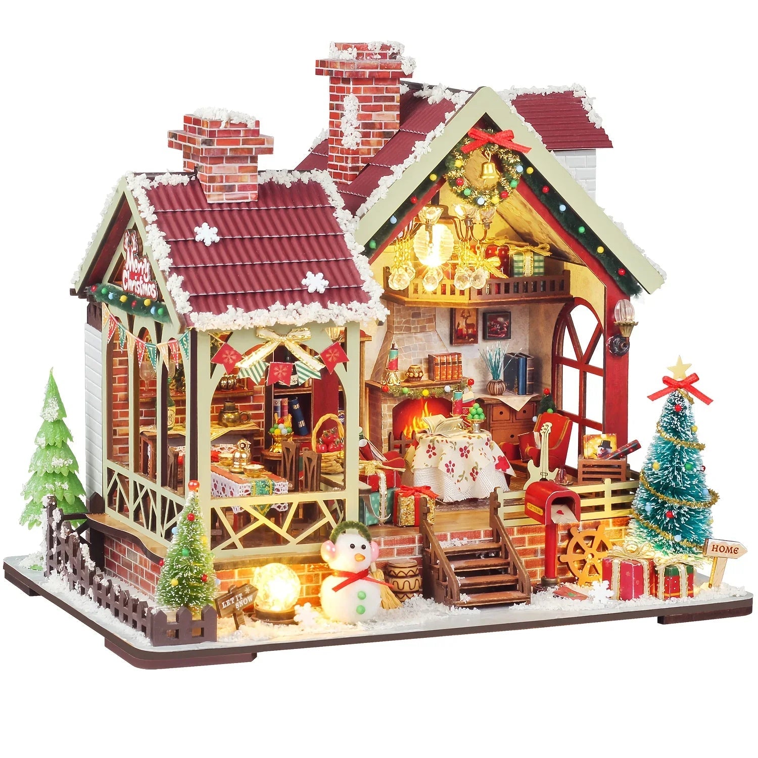 Gingerbread House Christmas Book Nook Kit with Wooden Details
