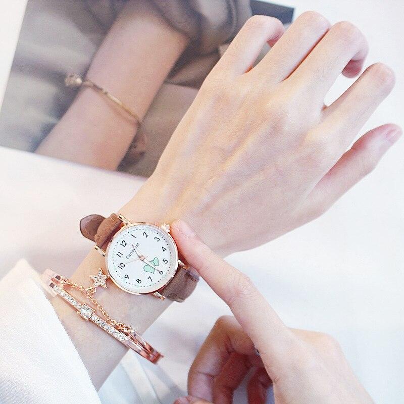 Girl Cute Watch Analog Childrens Quartz Comfortable Watch Girl Elementary School Fashion Girl Analog Watch Unisex Wrist Watches Stainless Steel Dial Leather Strap Watches Quartz Fashion Watch
