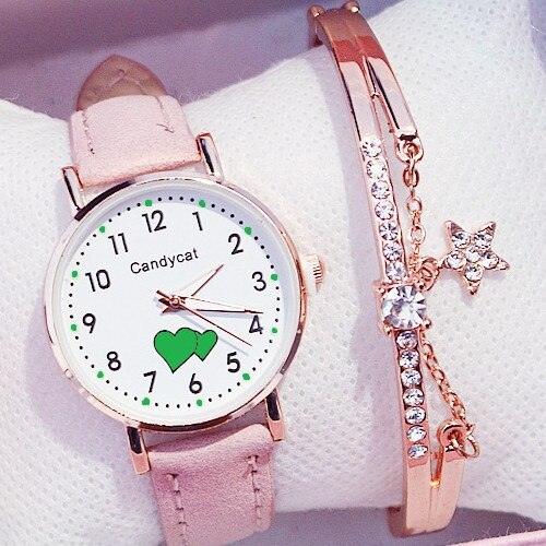 Girl Cute Watch Analog Childrens Quartz Comfortable Watch Girl Elementary School Fashion Girl Analog Watch Unisex Wrist Watches Stainless Steel Dial Leather Strap Watches Quartz Fashion Watch