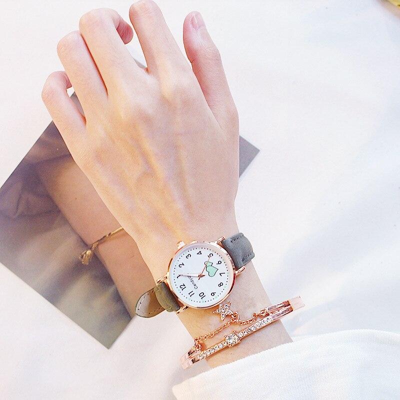 Girl Cute Watch Analog Childrens Quartz Comfortable Watch Girl Elementary School Fashion Girl Analog Watch Unisex Wrist Watches Stainless Steel Dial Leather Strap Watches Quartz Fashion Watch