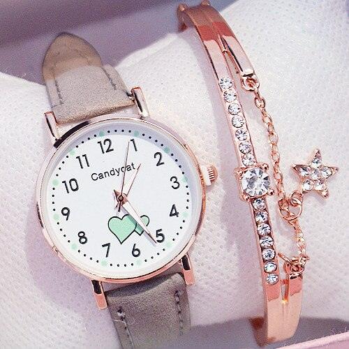 Girl Cute Watch Analog Childrens Quartz Comfortable Watch Girl Elementary School Fashion Girl Analog Watch Unisex Wrist Watches Stainless Steel Dial Leather Strap Watches Quartz Fashion Watch