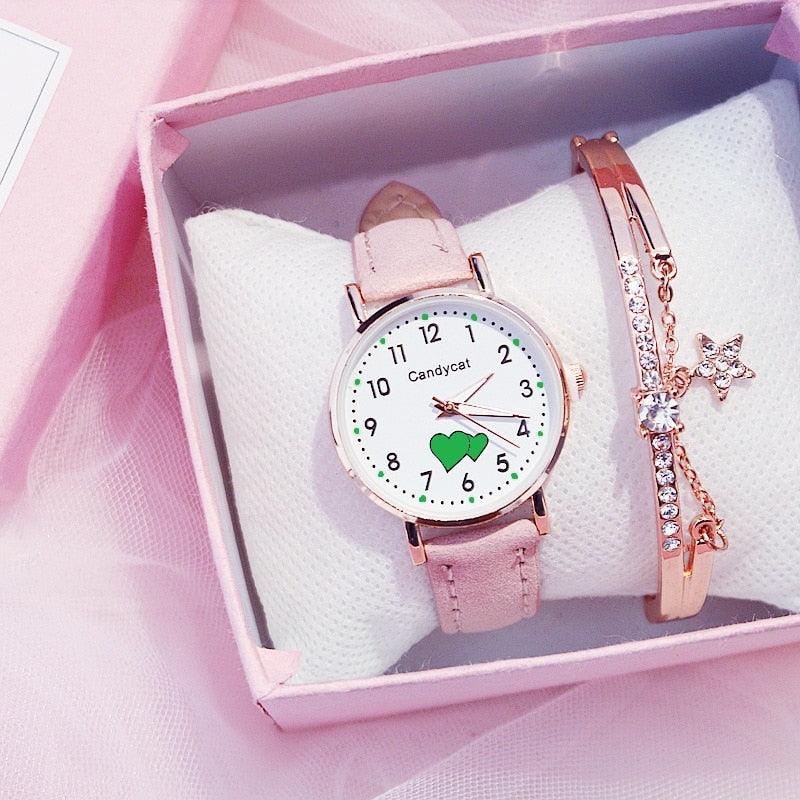 Girl Cute Watch Analog Childrens Quartz Comfortable Watch Girl Elementary School Fashion Girl Analog Watch Unisex Wrist Watches Stainless Steel Dial Leather Strap Watches Quartz Fashion Watch