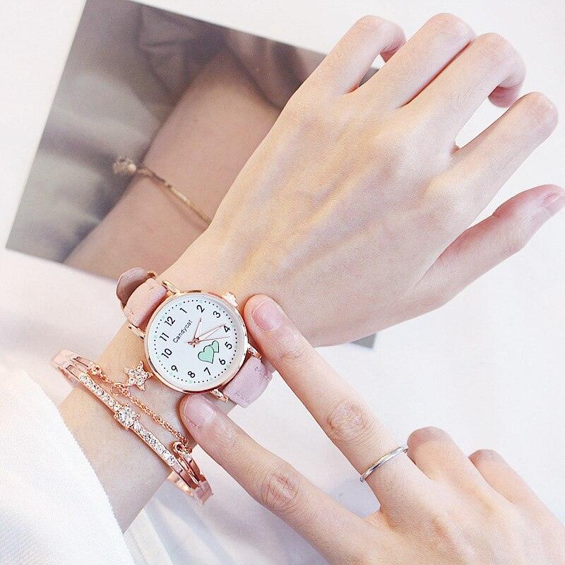Girl Cute Watch Analog Childrens Quartz Comfortable Watch Girl Elementary School Fashion Girl Analog Watch Unisex Wrist Watches Stainless Steel Dial Leather Strap Watches Quartz Fashion Watch