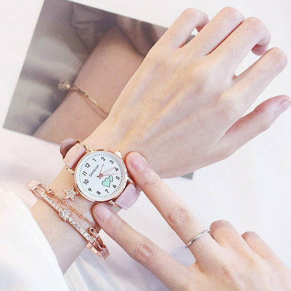 Girl Cute Watch Analog Childrens Quartz Comfortable Watch Girl Elementary School Fashion Girl Analog Watch Unisex Wrist Watches Stainless Steel Dial Leather Strap Watches Quartz Fashion Watch