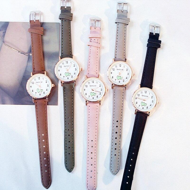 Girl Cute Watch Analog Childrens Quartz Comfortable Watch Girl Elementary School Fashion Girl Analog Watch Unisex Wrist Watches Stainless Steel Dial Leather Strap Watches Quartz Fashion Watch