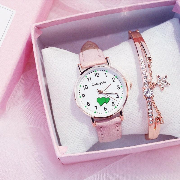 Girl Cute Watch Analog Childrens Quartz Comfortable Watch Girl Elementary School Fashion Girl Analog Watch Unisex Wrist Watches Stainless Steel Dial Leather Strap Watches Quartz Fashion Watch